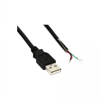 InLine USB 2.0 kaabel, USB-A-pistik / lahtine ots, must, 2m