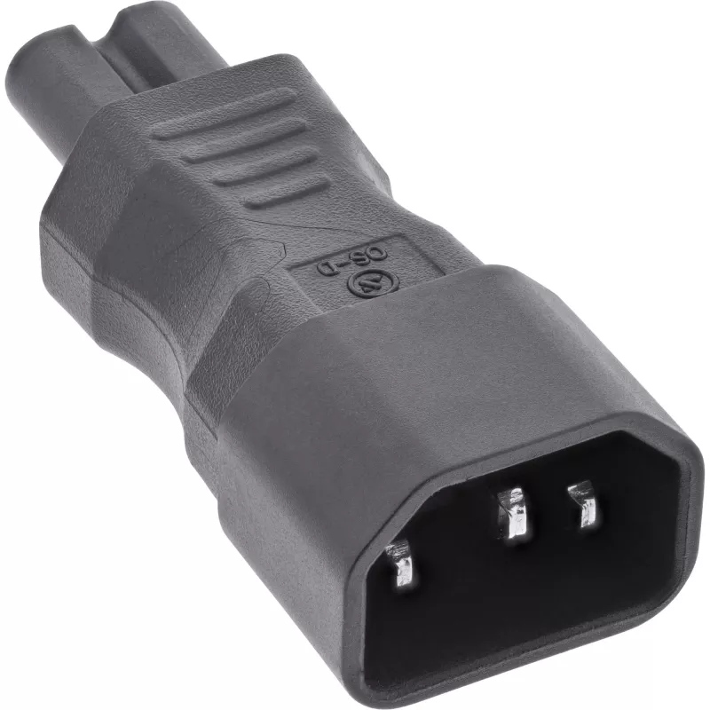 InLine toiteadapter IEC 60320 C14 / C7, 3-kontaktiline IEC seade 2-kontaktilisele