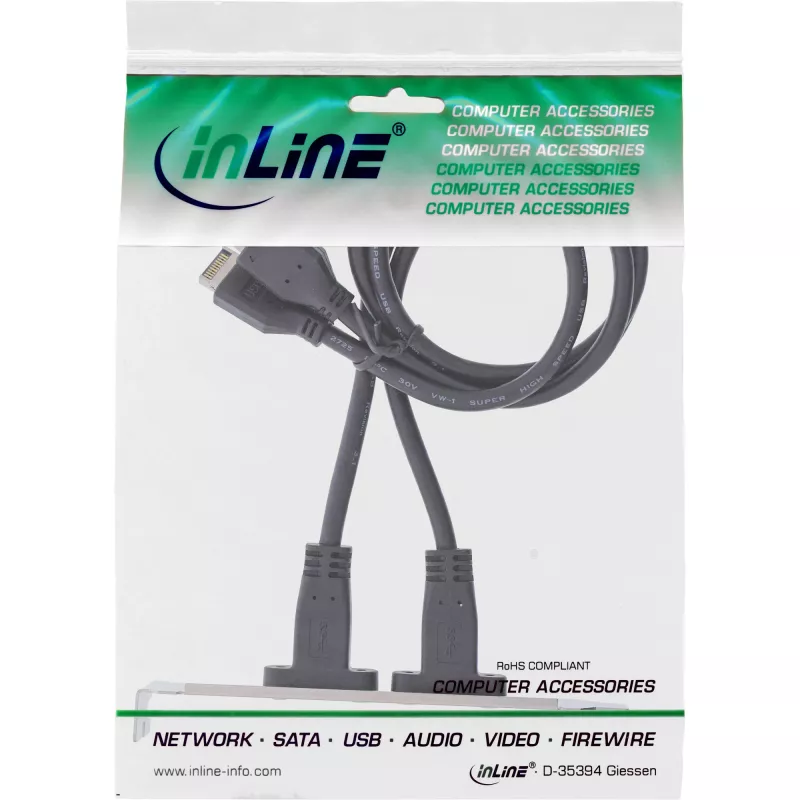 InLine pesa kronstein USB-C to USB 3.2 esipaneeli Key-A sisemine, 0,5 m