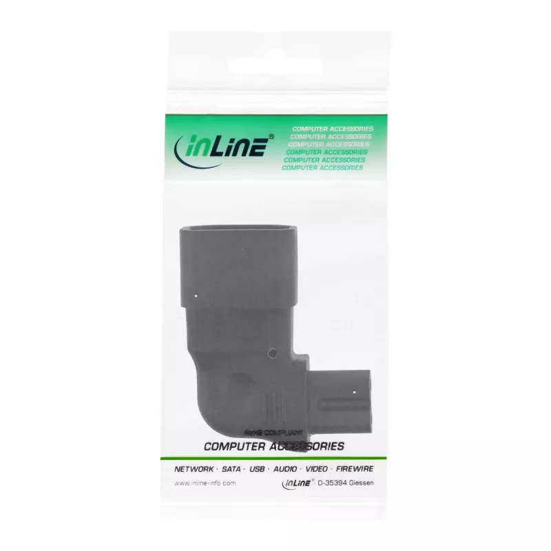 InLine toiteadapter IEC 60320 C14 / C7, vasakule/paremale nurga all, 3 kontaktiga 2 kontaktile