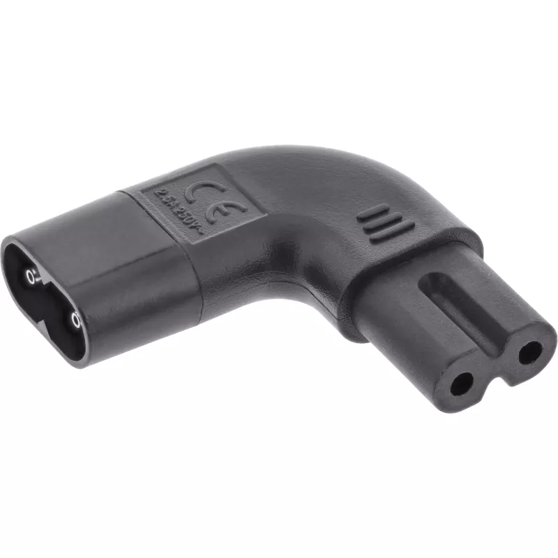 InLine toiteadapter IEC 60320 C8 / C7, vasakule/paremale nurga all 2 kontaktiga