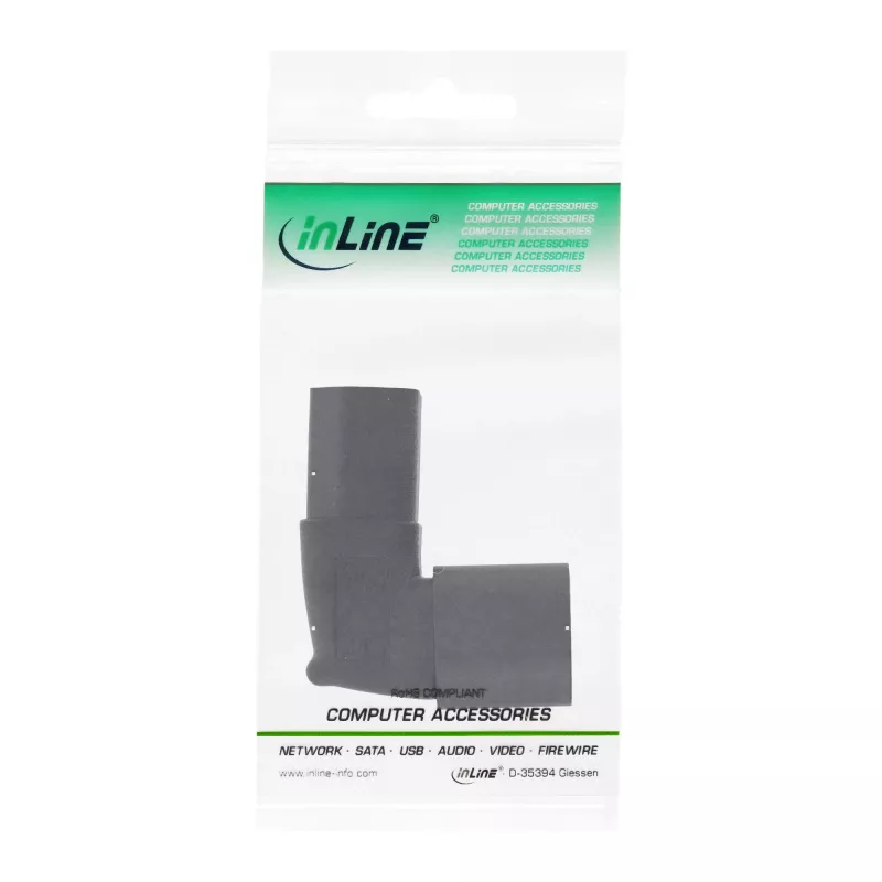 InLine toiteadapter, IEC 60320 C14/C13, üles/alla nurga all, 3 kontaktiga. IEC seade