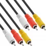 InLine AV-kaabel 3x RCA isane/isane 3m, 3 x RCA, 3 m, Must