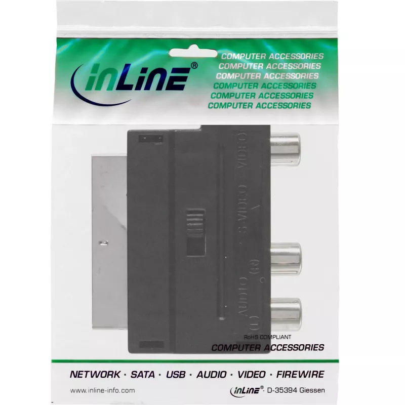 InLine Scart-adapter, Scart-pistik / 3x RCA ja S-VHS video sisse-/väljund