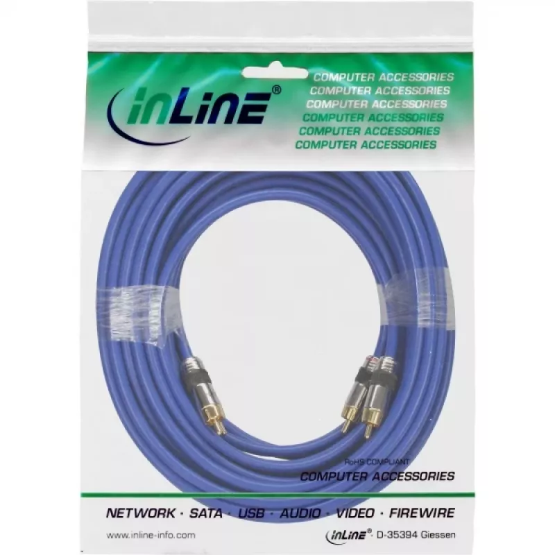 InLine Premium RCA Audio kaabel 2x RCA male / male gold plated 10m