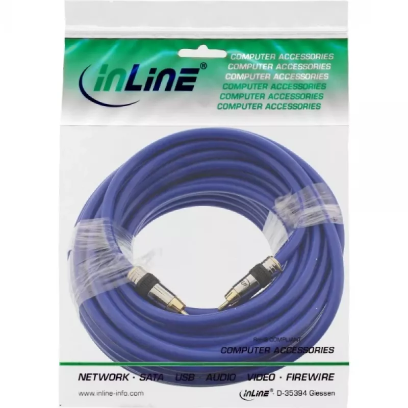 InLine Premium RCA Video- ja digitaalne audiokaabel, RCA isane/isane, kullatud, 20 m