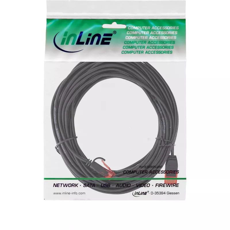 InLine õhuke patch-kaabel, U/UTP, Cat.6, must, 5m