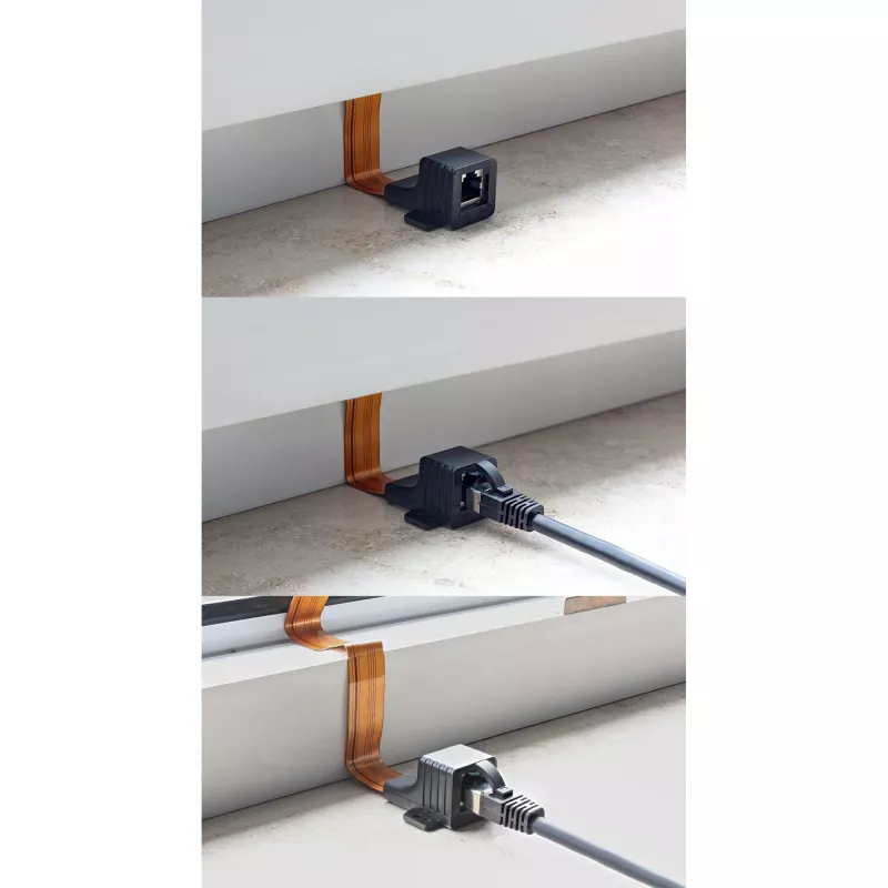 InLine õhuke RJ45 kaabel akende/uste jaoks, 2x RJ45 F/F, 1:1, varjestamata, 0,3 m