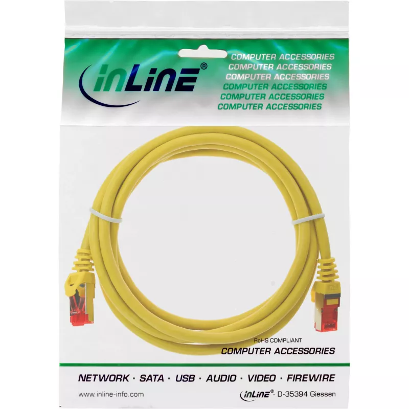 InLine patch-kaabel S/FTP PiMF Cat.6 250MHz PVC vask kollane 0,5m