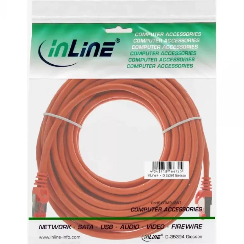 InLine patch-kaabel S/FTP PiMF Cat.6 250MHz PVC vask oranž 20m