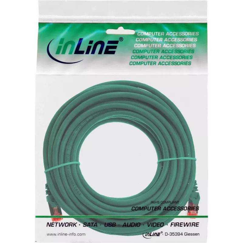 InLine patch-kaabel S/FTP PiMF Cat.6 250MHz PVC copper roheline 15m