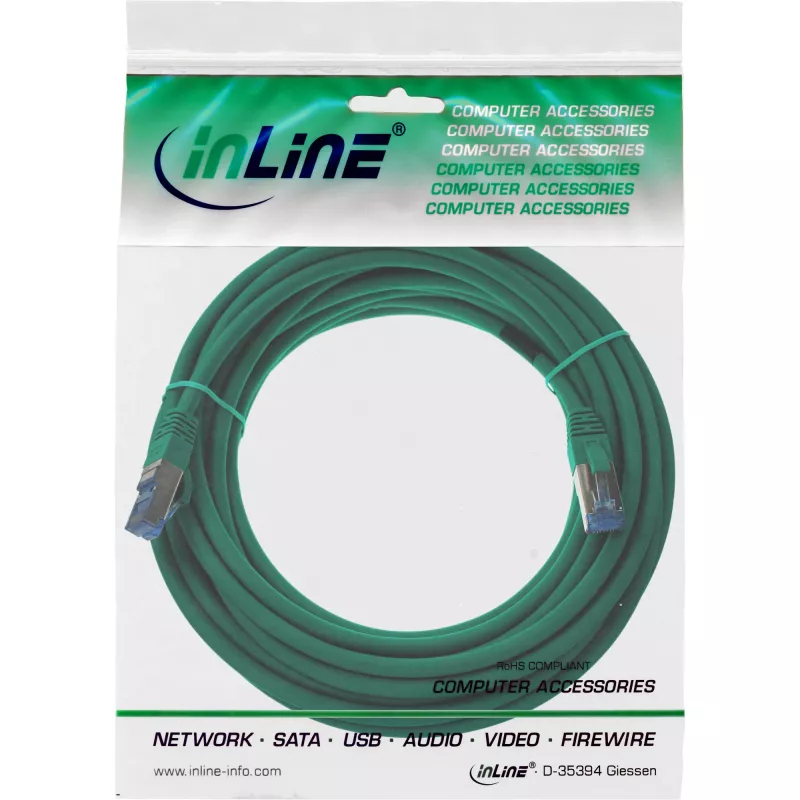 InLine patch-kaabel S/FTP PiMF Cat.6A halogeenivaba 500MHz roheline 20m