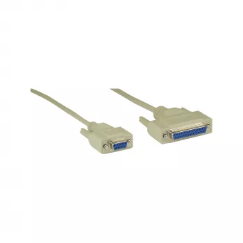 Null-modemkaabel InLine DB9 emane / DB25 emane 2 m beež