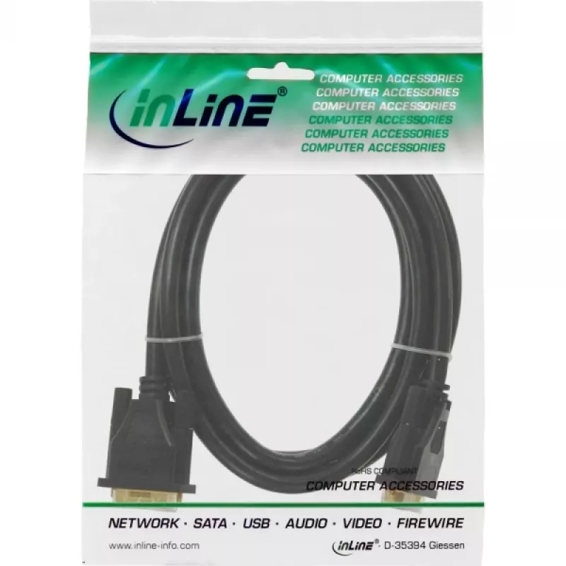 InLine DVI-D-kaabel, Premium, 24+1 M/M, Dual Link, kullatud, 3m