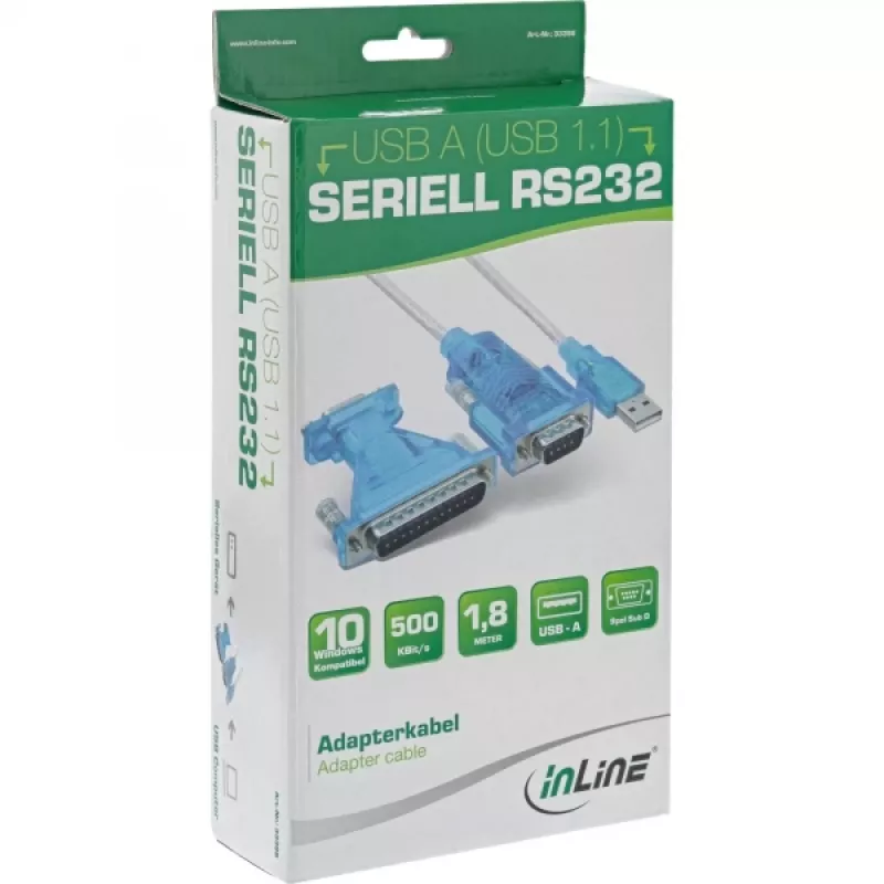 InLine USB-jadasiini adapterkaabel USB Type-A-pistik / DB9 isane 1,8 m