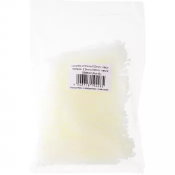 Kaablisidemed InLine 100 mm x 2,5 mm valge, nailon, tõmbetugevus 78,5 N, 1000 tk