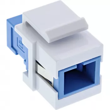 Keystone snap-in fiiberoptiline adapter InLine SC–SC simpleks SM keraamilise hülsiga, lame, valge