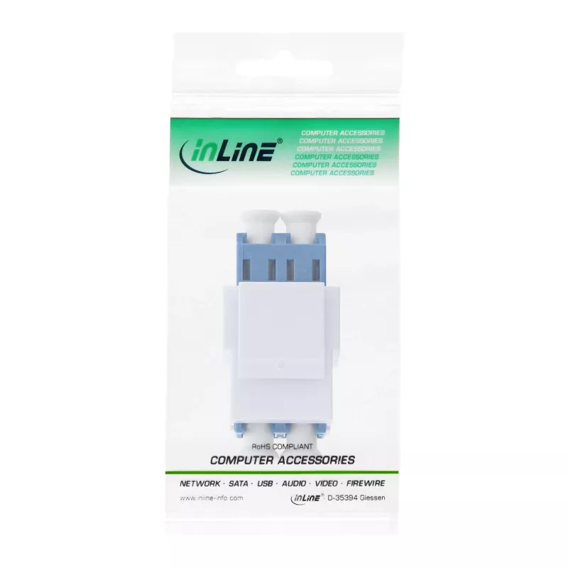 InLine FO Keystone Snap-in adapter valge, dupleks LC/LC, SM, keraamiline hülss, sinine