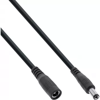 InLine alalisvoolu pikenduskaabel, DC isane/emane 5,5x2,1 mm, AWG 18, must 1 m