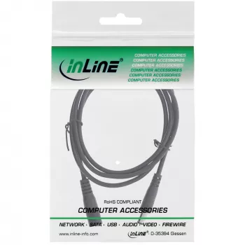 InLine alalisvoolu pikenduskaabel, DC isane/emane 5,5x2,1 mm, AWG 18, must 1 m