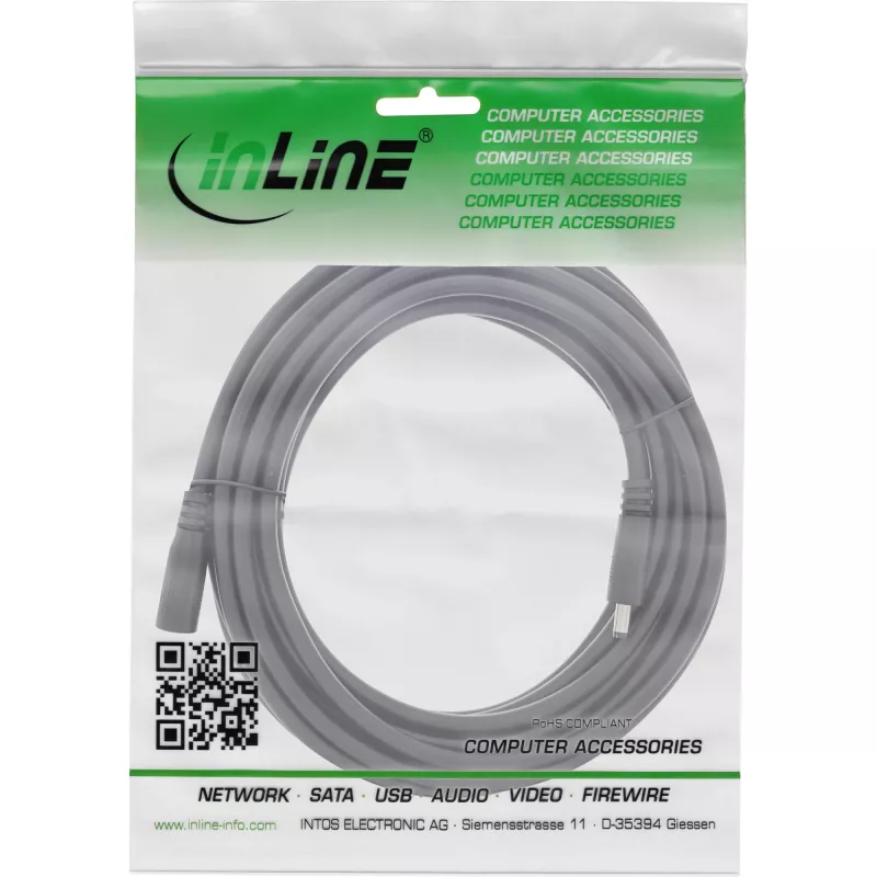 InLine alalisvoolu pikenduskaabel, DC isane/emane 4,0 x 1,7 mm, AWG 18, must 3 m