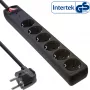 InLine pistikupesade riba CEE 7/3, 6-kohaline, liigpingekaitse, lüliti, must