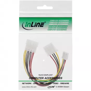 InLine sisemine toitekaabel Y-kujuline 1x 5,25-tolline Molex / 1x 5,25-tolline Molex + 1x 3,5-tolline Floppy