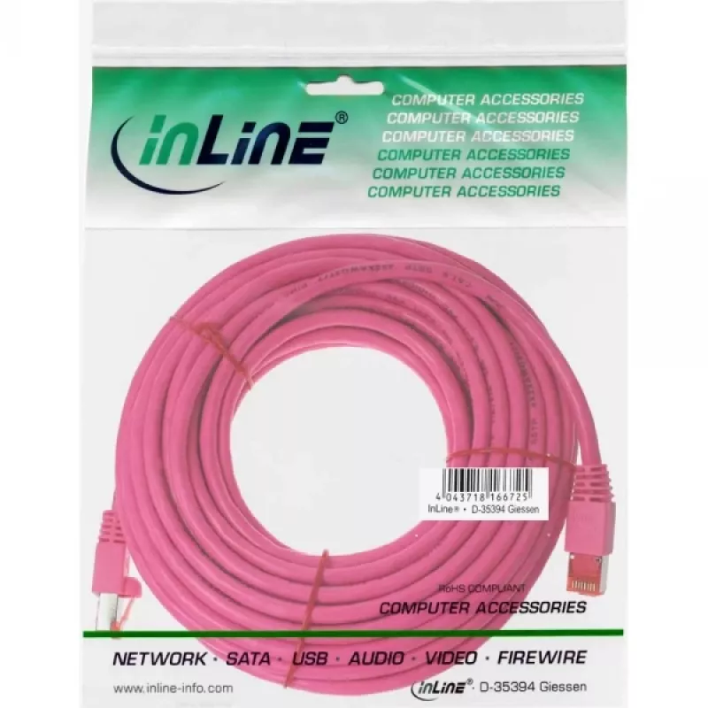 InLine patch-kaabel S/FTP PiMF Cat.6 250MHz PVC vask roosa 7,5m