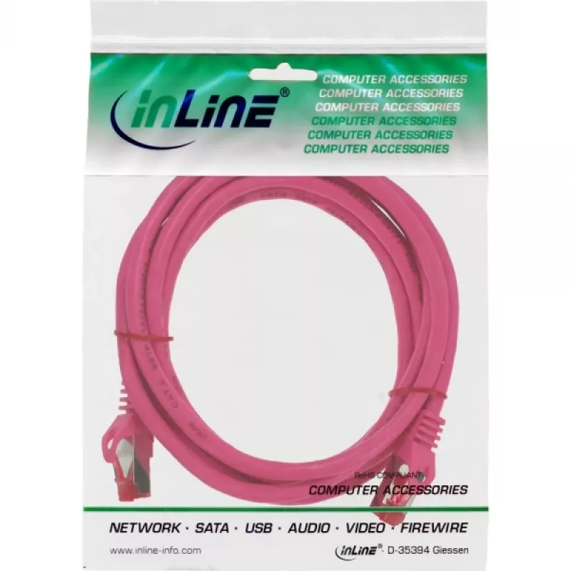 InLine patch-kaabel S/FTP PiMF Cat.6 250MHz PVC vask roosa 5m