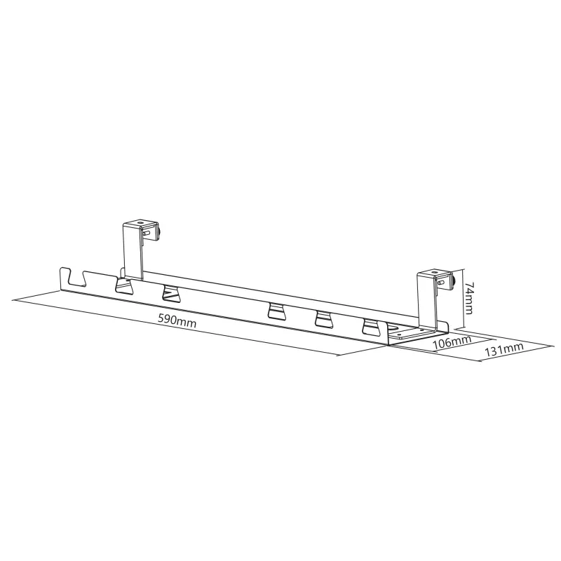 Kaabli juhtriiul lauaaluseks paigaldamiseks InLine 131×590×74 mm hall
