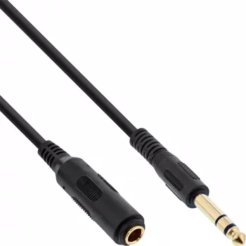 InLine kõrvaklappide pikenduskaabel 6,3 mm stereopistikuga isane/emane, kullatud, must, 5 m