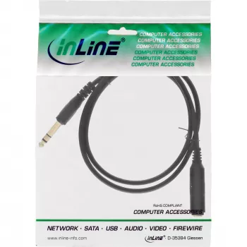 InLine kõrvaklappide pikenduskaabel 6,3 mm stereopistikuga isane/emane, kullatud, must, 5 m