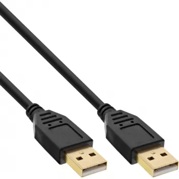 InLine USB 2.0 kaabel, AM/AM, must, kullatud kontaktidega, 3 m