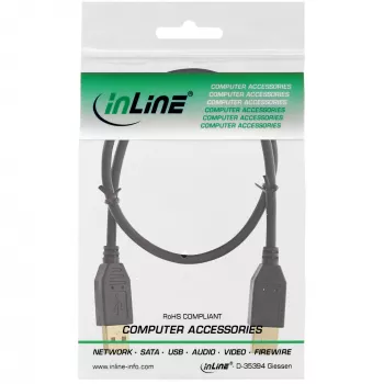 InLine USB 2.0 kaabel, AM/AM, must, kullatud kontaktidega, 3 m