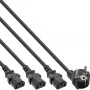InLine Y-toitekaabel 1x CEE 7/7 nurga all / 3x 3-kontaktiline IEC C13 isane, v3 (2m+1/3/2m)