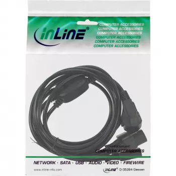 Y-toitekaabel 1x CEE 7/7 / 3x 3pin IEC C13 isane InLine 16653B must 1,8 m