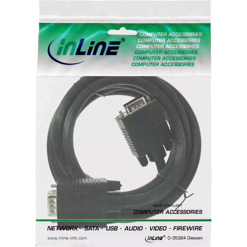 S-VGA kaabel InLine 17805B 15HD isane isane must 0,5 m