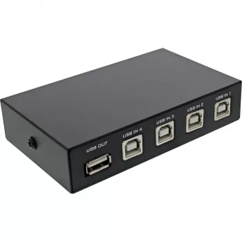 InLine USB 2.0 lüliti, manuaalne USB-A seade neljale arvutile, juhtmega