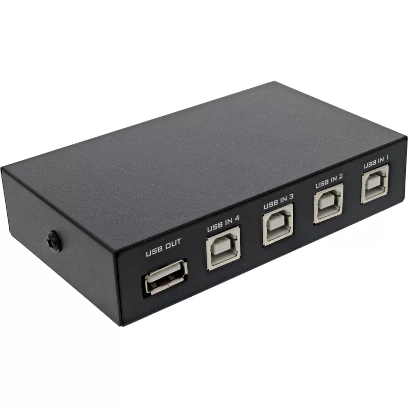 InLine USB 2.0 lüliti, manuaalne USB-A seade neljale arvutile, juhtmega