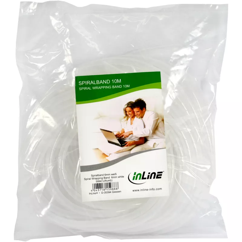 Spiraalne mähkimislint 10 m, 16 mm läbimõõt, valge – InLine