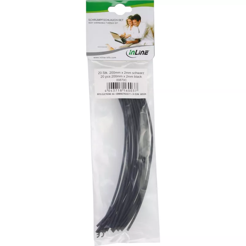 Kahanev toru InLine 200 mm, kahanemissuhe 2 mm → 1 mm, 20 tk, must