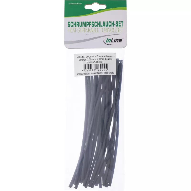 Kahanev toru InLine 200 mm, 3 mm → 1,5 mm, 20 tk, must