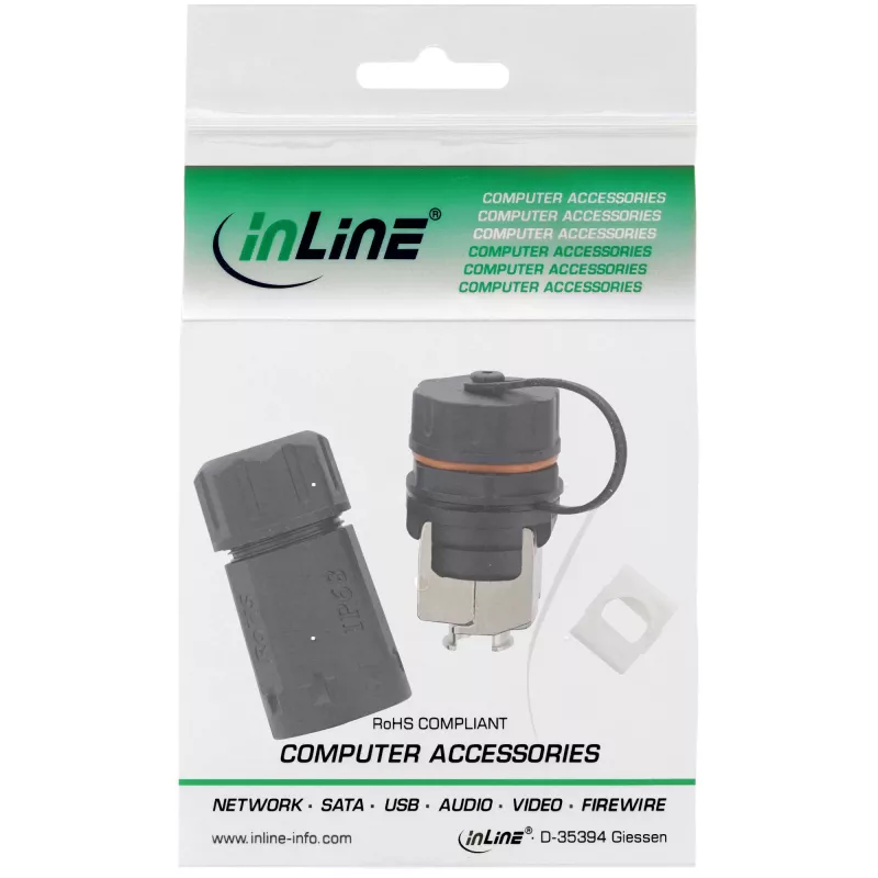 InLine Cat.6A ühenduskomplekt, veekindel IP68, 2x RJ45 emane/emane, 1:1