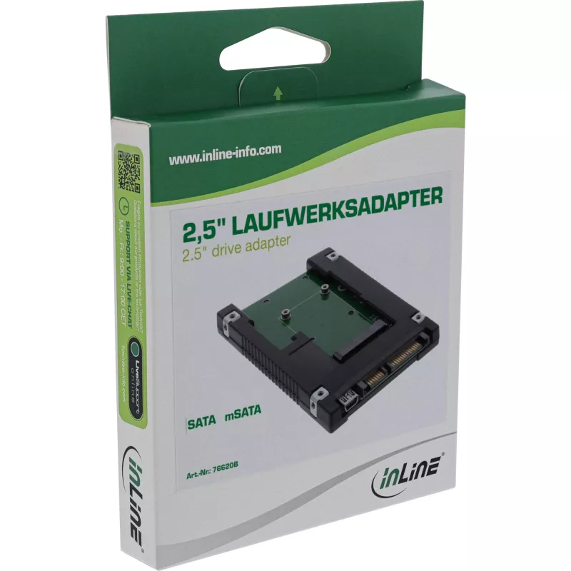 InLine Drive Adapter 2.5 tolli SATA to mSATA SSD 76620B Must