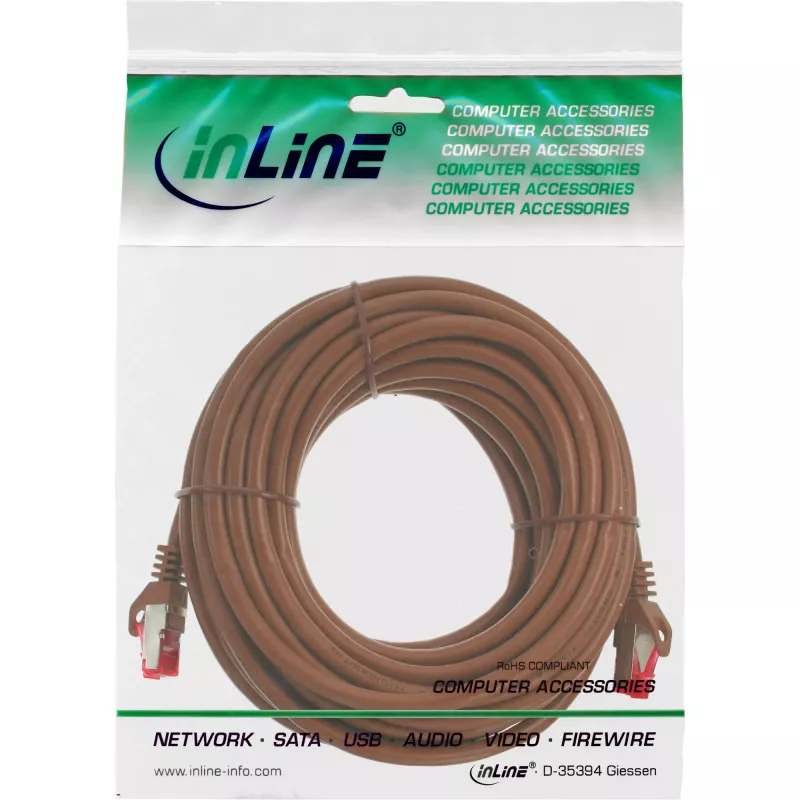 InLine patch-kaabel S/FTP PiMF Cat.6 250MHz PVC vask pruun 20m