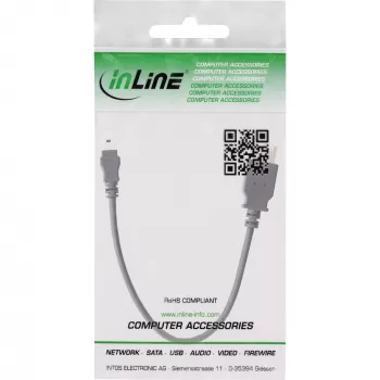 InLine USB 2.0 kaabel A-pesa / Mini 5 Pin isane 0,2 m, 0,2 m, Mini-USB B, USB A, USB 2.0, Isane/Emane, Must