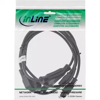 InLine Y-toitekaabel CEE 7/7 isane nurga all / 3 kontaktiga IEC C13 ja C5 isane, 2 m