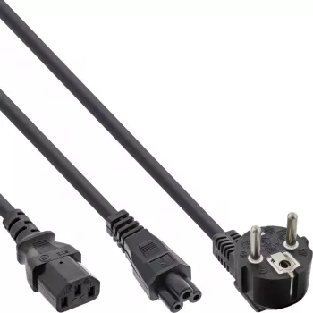 InLine Y-toitekaabel CEE 7/7 isane nurga all / 3 kontaktiga IEC C13 ja C5 isane, 2 m