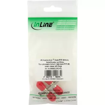 InLine fiiberoptiline adapter, metallist dupleks ST/ST MM keraamilise hülsiga, äärikuga