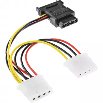 SATA toitekaabel SATA emane / 3x 4pin Molex isane 0,15 m InLine 29679